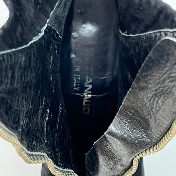 Xavier Danaud Italian Black Leather Boots Size 38 Italy Zipper Zip Up US 7 - Picture 9 of 11